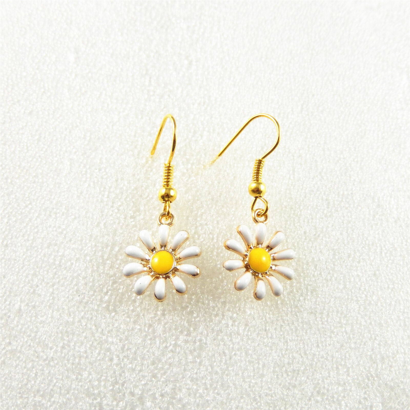 1 Pair Golden Alloy Ear Hook Sun Flower Earrings Dangle Jewelry French Ear Wire