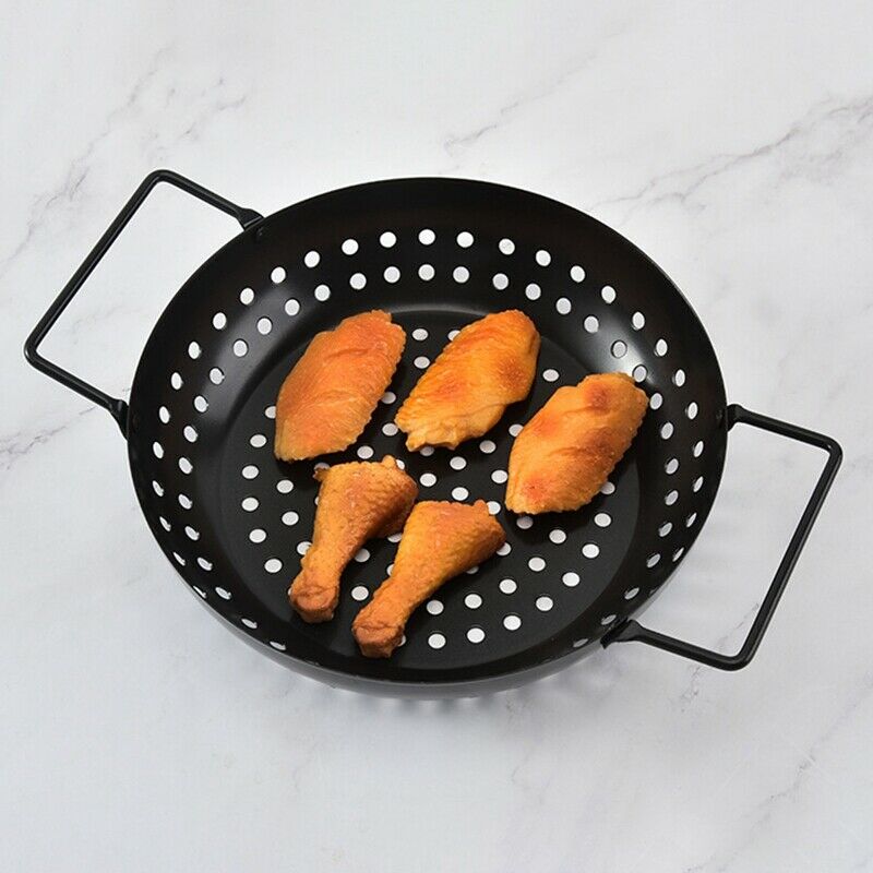 Square Grill Wok with Handle,BBQ Accessory Barbecue Tools for Stir Fry,ShrimG8P2