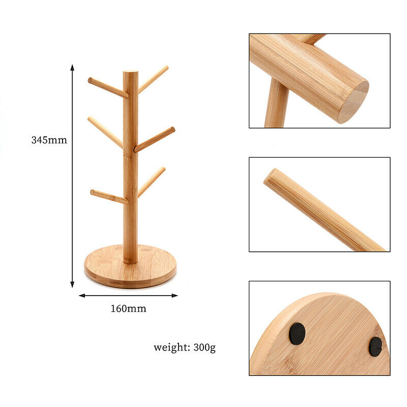 Mug Holder Tree Mug Glass Storage Rack Bamboo Cup Holder Drain Cup Holder JeweT1