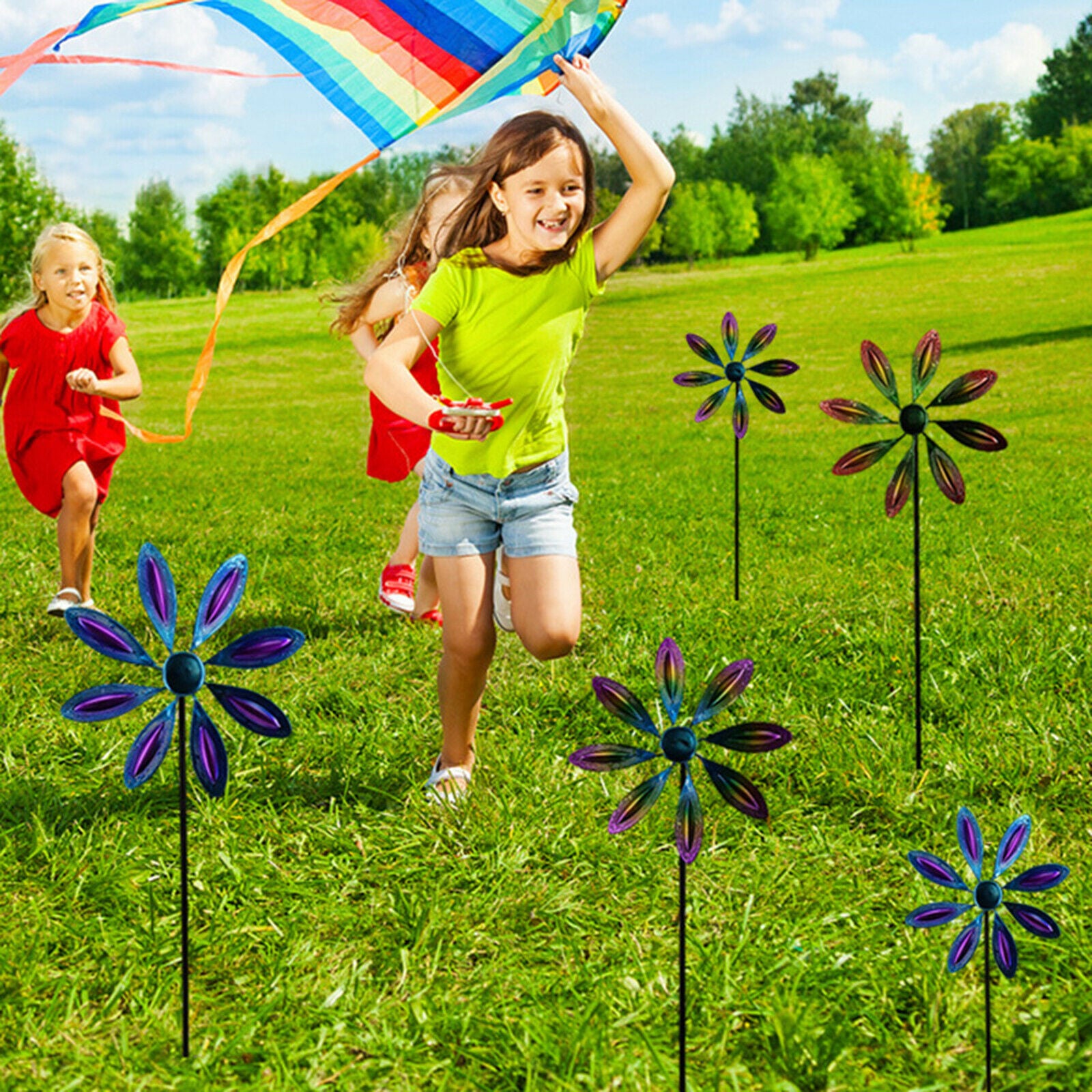 Outdoor Windmill Stick Iron Garden Stake Lawn Patio Landscape Ornaments F