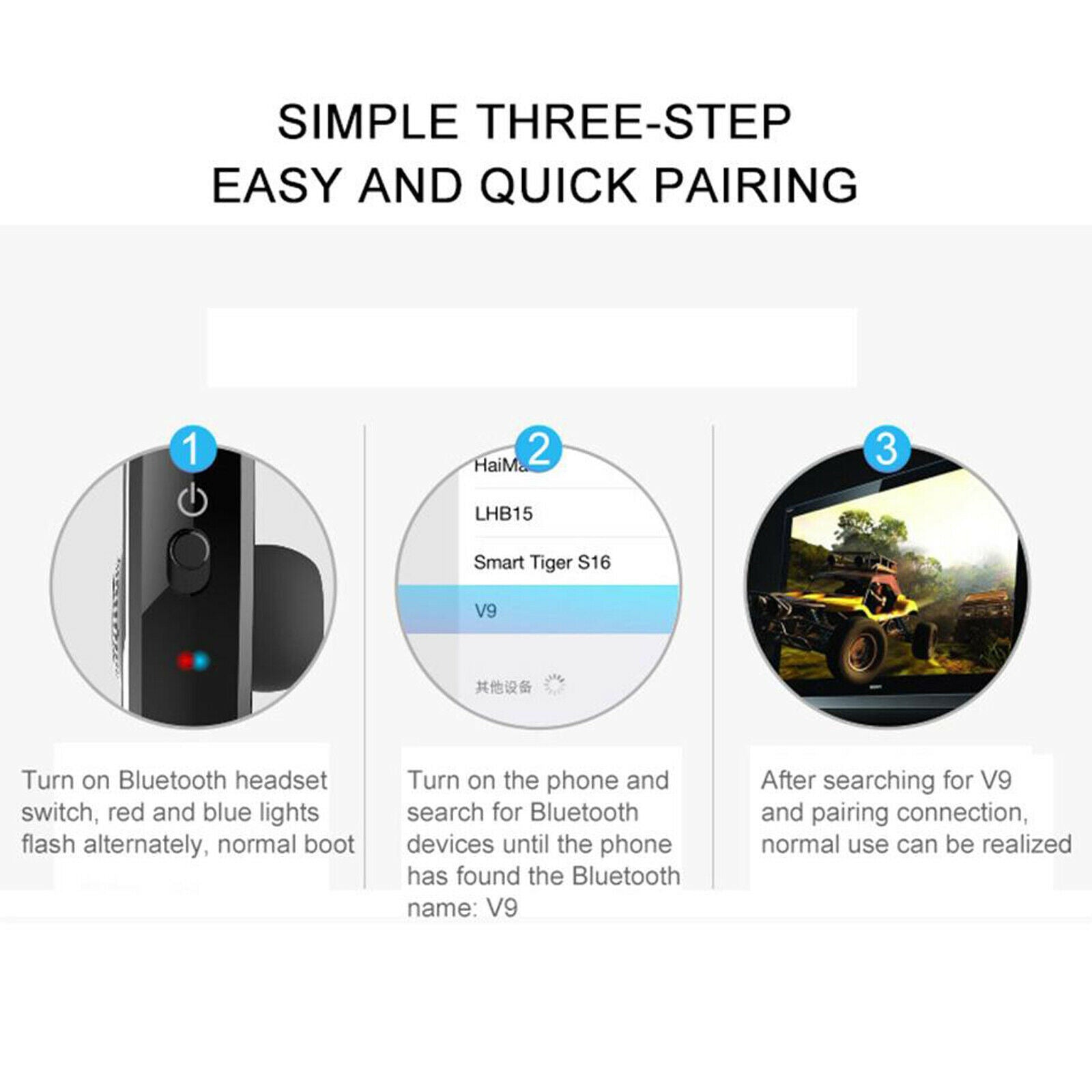 Wireless Bluetooth Headset with Microphone for Cell Phone Driving Office PC