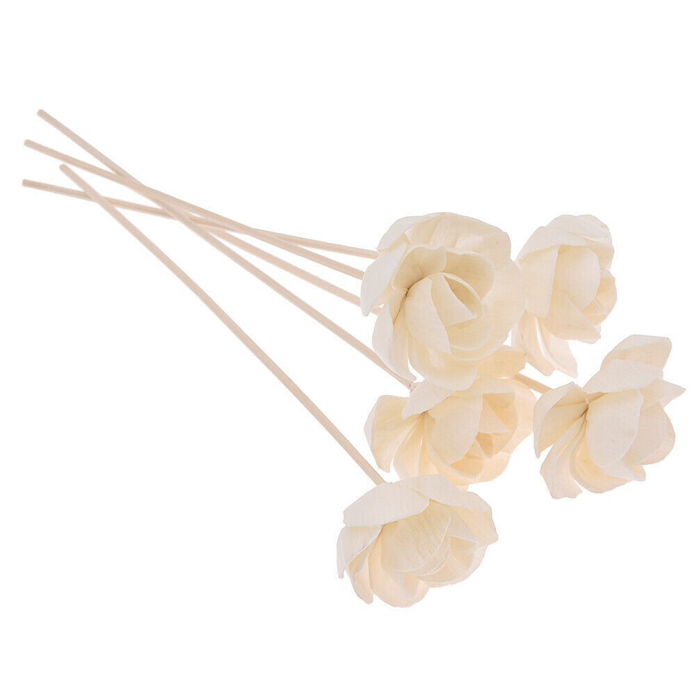 5 Pcs Rattan Reed Rose Flowers Aroma Diffuser Refill Sticks Home Fragrance Decor