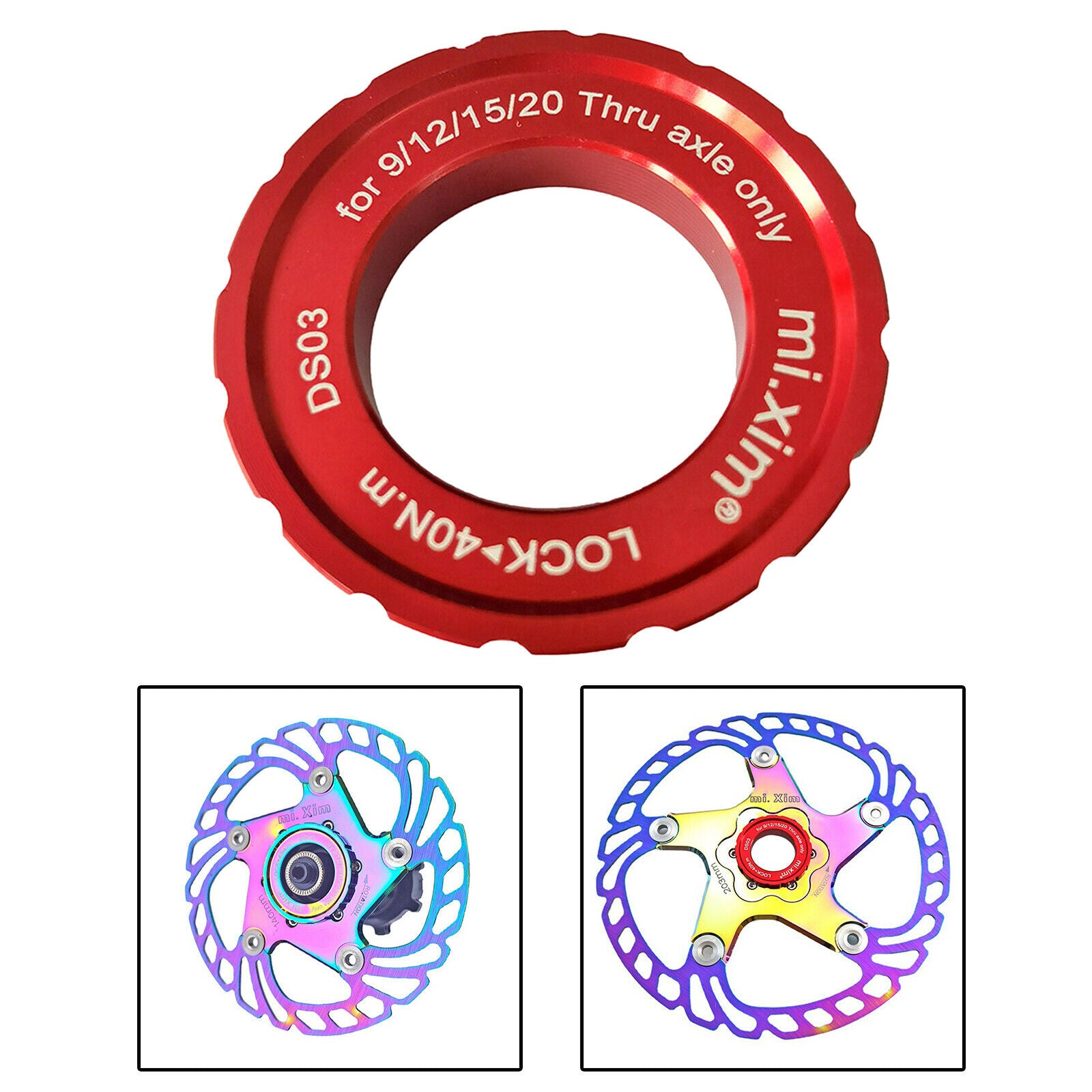 Bike Disc Brake Centerlock Disc to 6-Bolt Lockring Alloy Red
