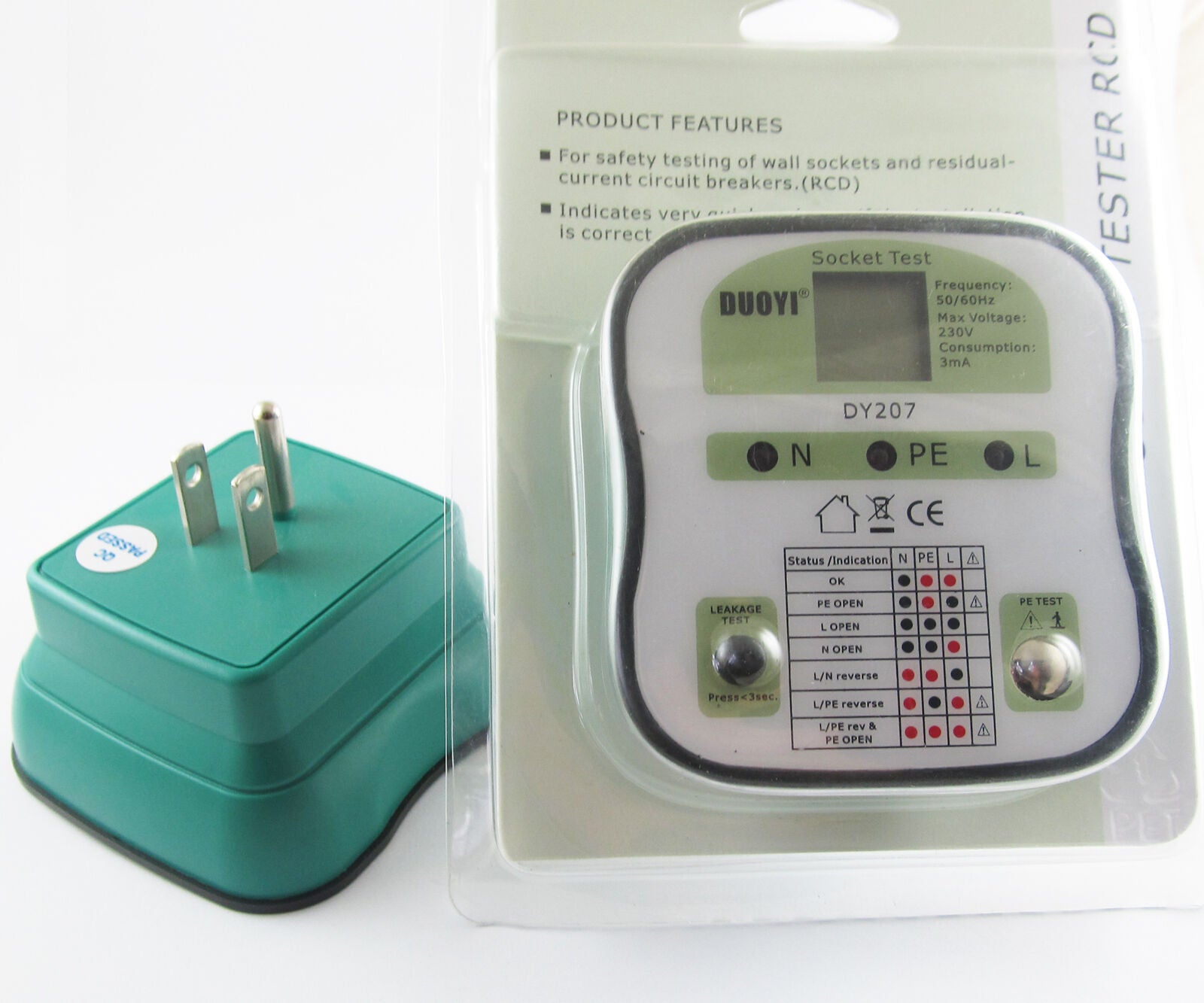 1pc New DUOYI DY207 Electrical Socket Tester RCD Plug US Version