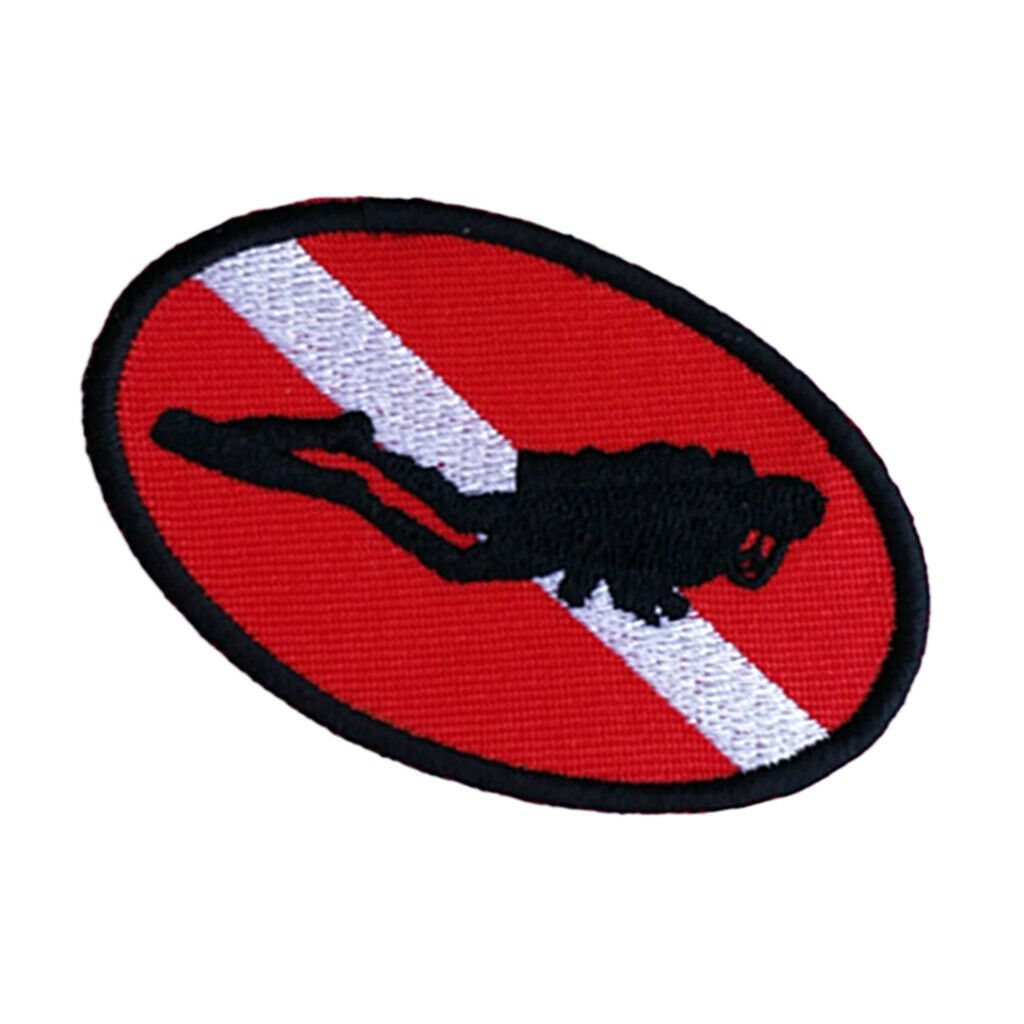 Ellipse Diver Down Flag Patch Embroidered Iron On Sew On Scuba Diving PADI