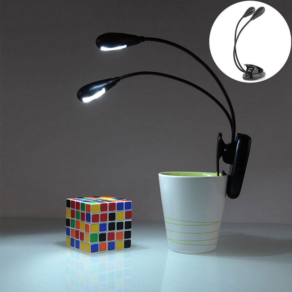 Flexible 4 LED Dual Arm Clip-on Reading Study Desk Laptop Light Table book LBDA
