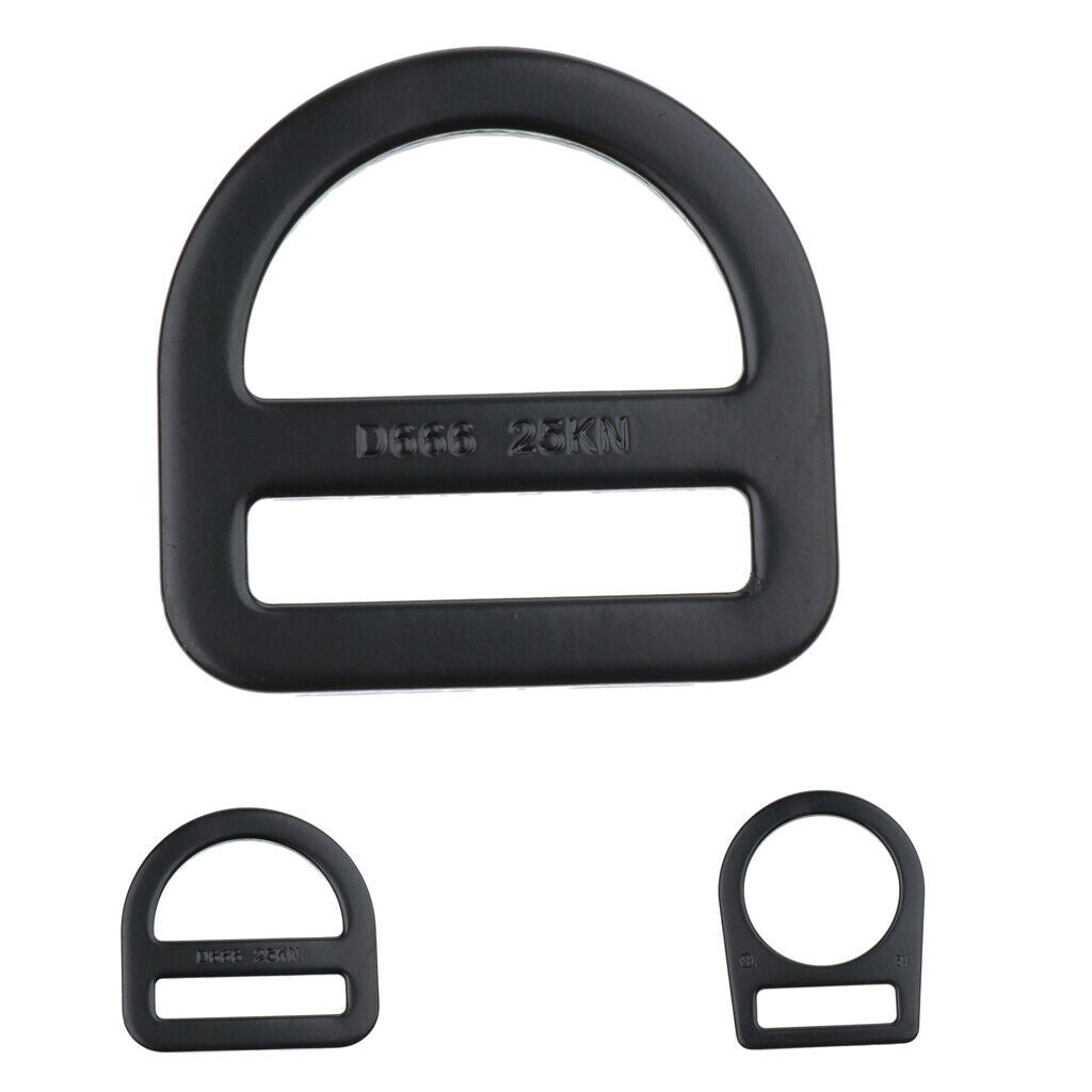 Black Carbon Steel Climbing Harness Seat Belt Buckle Slotted D Ring