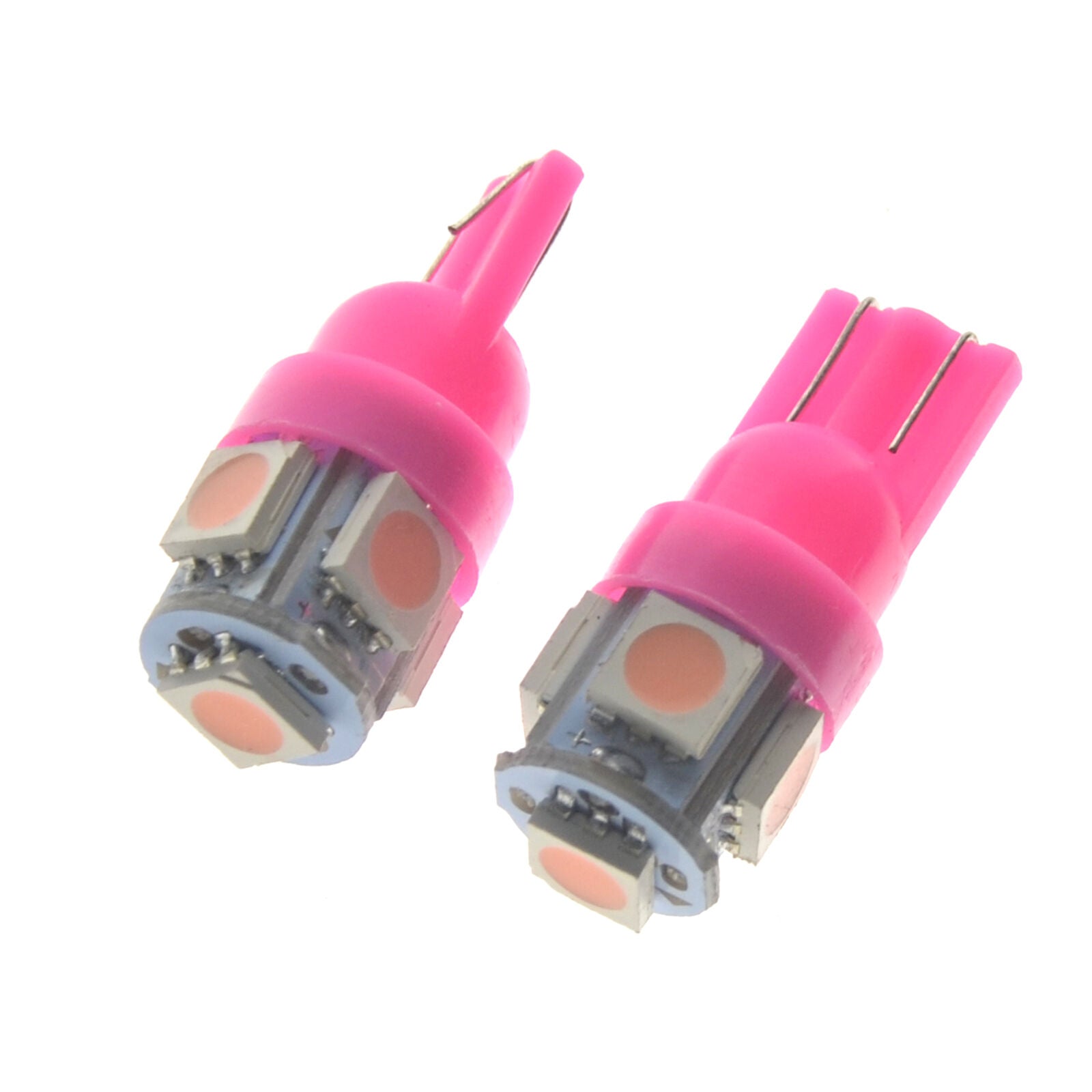 2pcs Bright Pink T10 Wedge 5-SMD 5050 LED Light bulb W5W 2825 158 192 168 194 QY