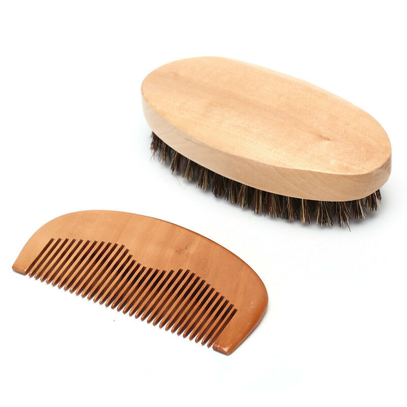 Beard Brush & Beard Comb Boar Bristle Comb Mens Mustache Care Grooming Ki.l8