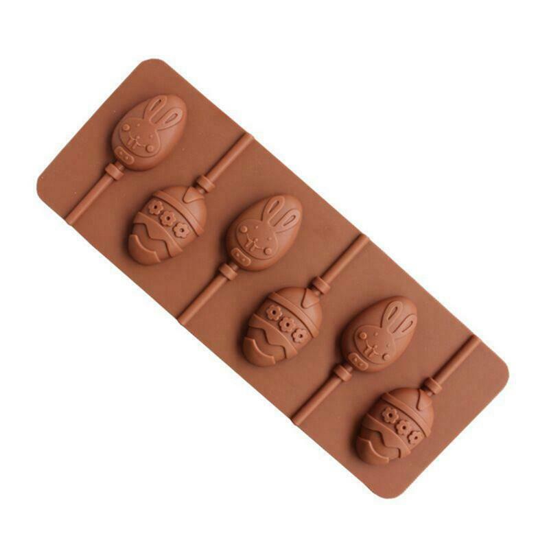 6 Cavity Easter Eggs Chocolate Lollipop Silicone Mold Candy Cookie Cake Mould