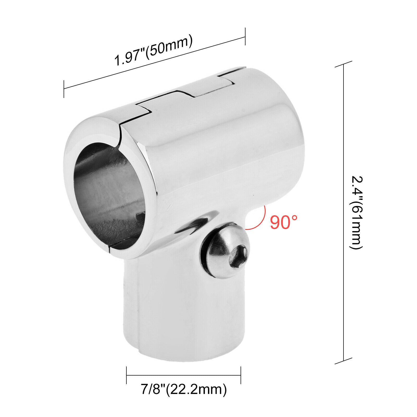 316 Stainless Steel Boat Marine Handrail 90 Degree T/Tee Fitting Rail Connector