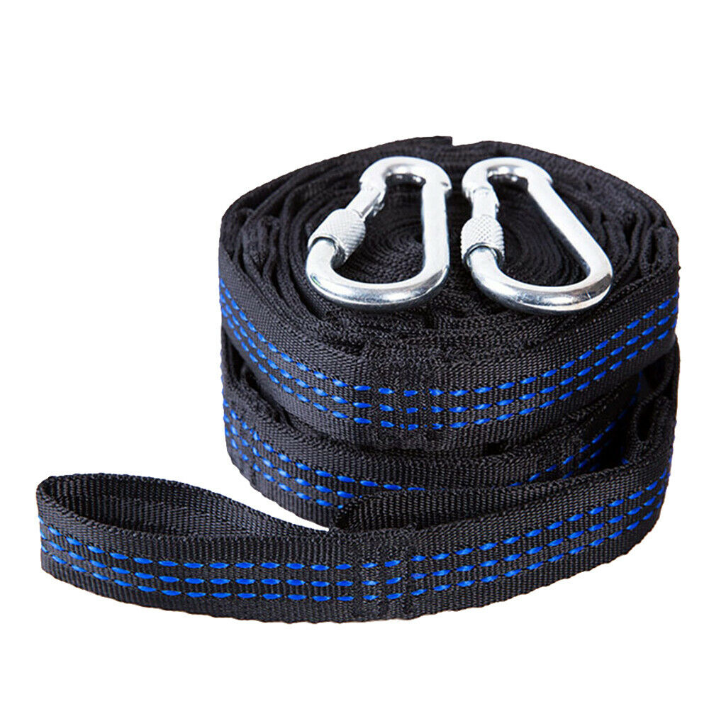 Hammock Hanging Belt Strap Tree Outdoor Straps Strong w/ Hool Camping Blue