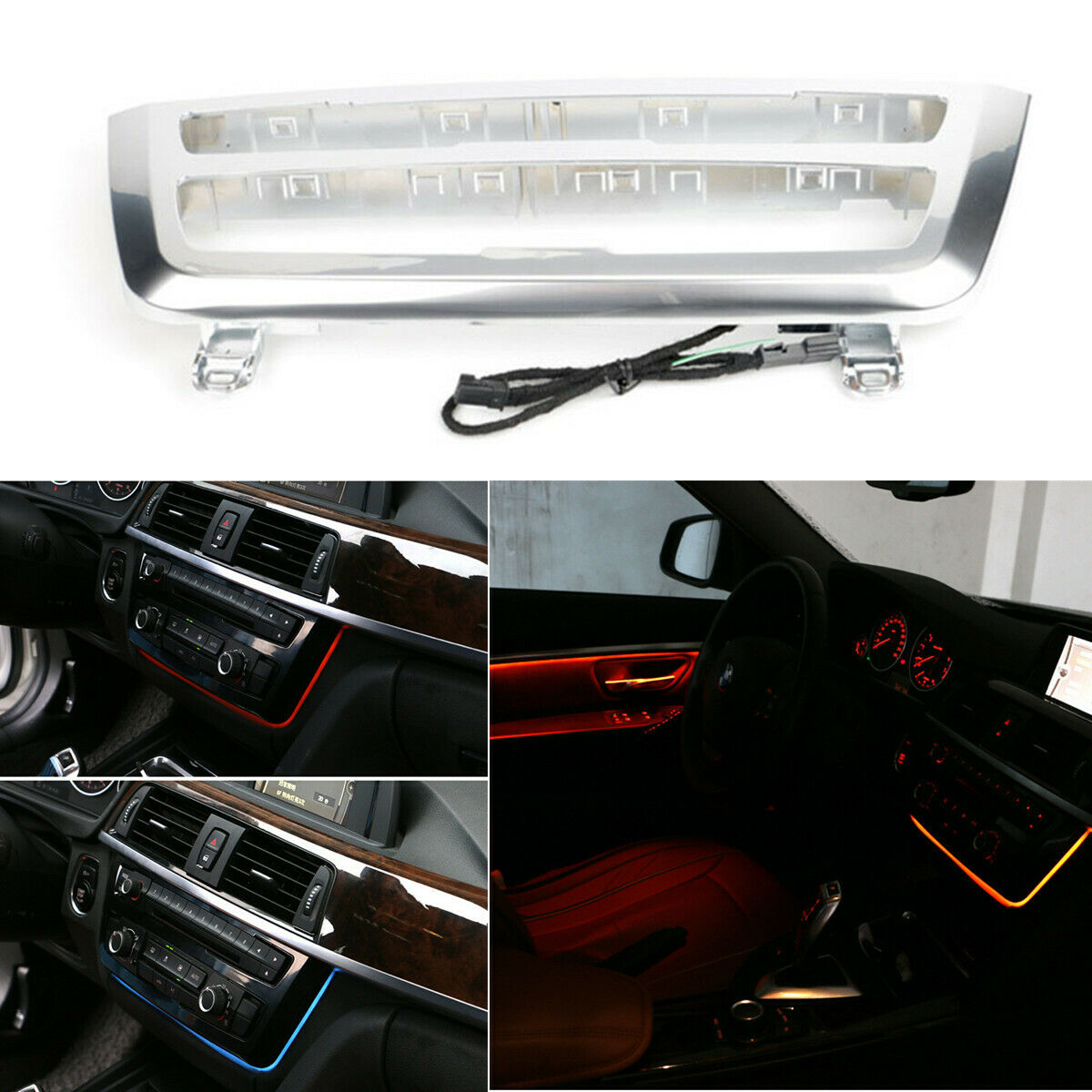 Orange Blue Car Stereo Radio Dash Decor Atmosphere Light For BMW 3 &4 Series F30