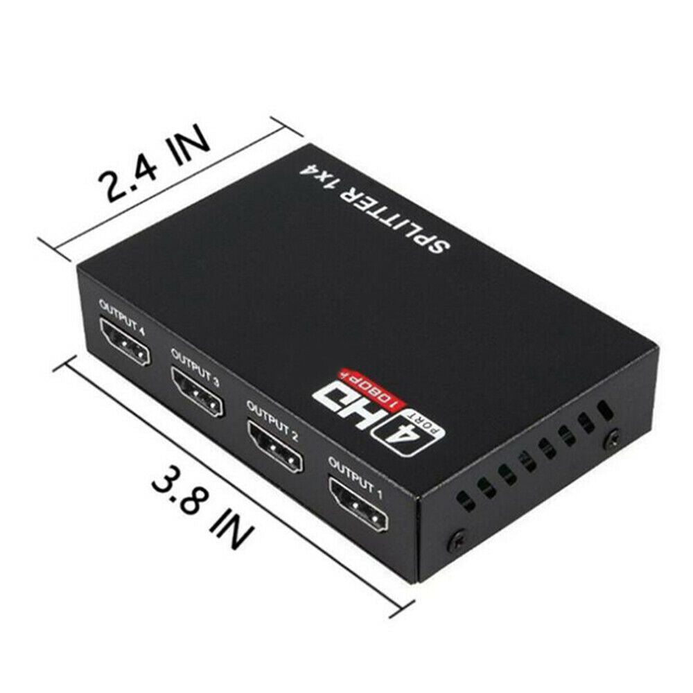 1080p HDMI Splitter 1 in 4 Power off Signal Amplifier Audio Converter Adapter