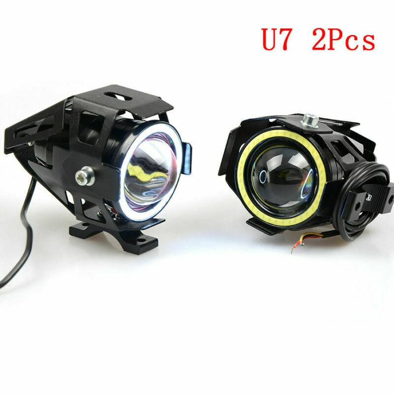 2xCREE U7 LED 125W Motorcycle Headlights Driving Fog Lights Spot Lamp DRL+Switch