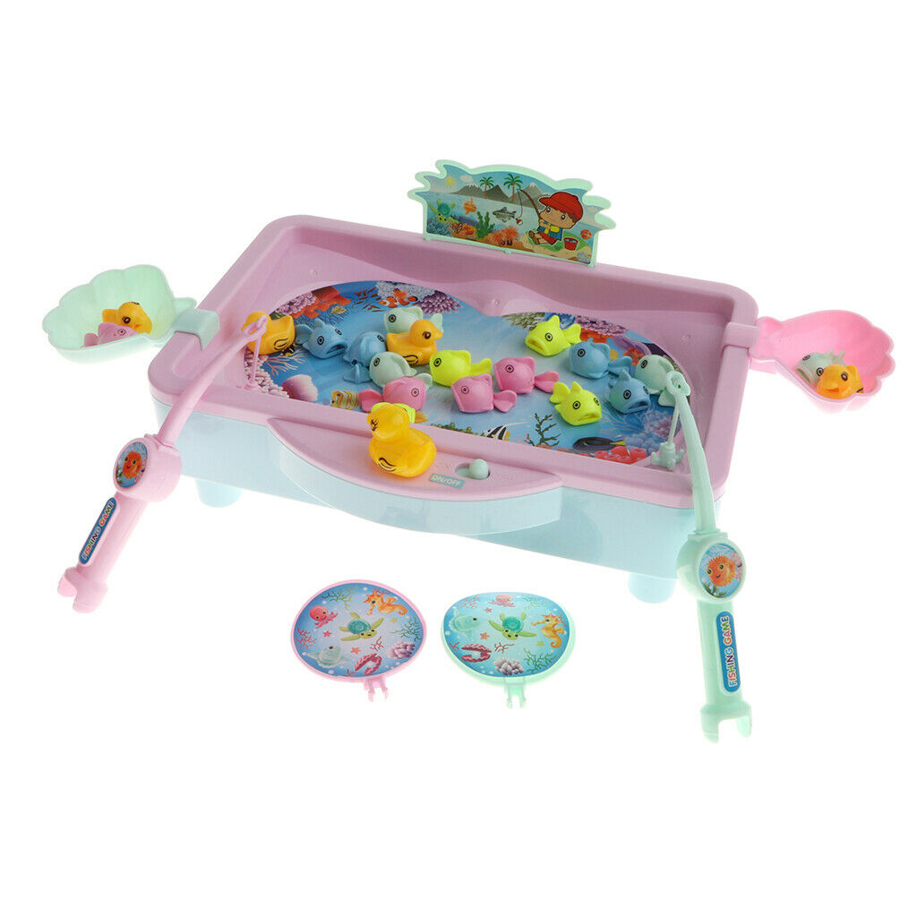 32Pcs Electric Rotating Fish Pool With Light & Music Magnetic Fishing Pole Rod