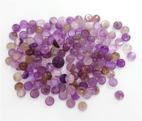 100Pcs 4x2mm Natural Purple Amethyst Round Cab Cabochon Jewelry Making HH8440