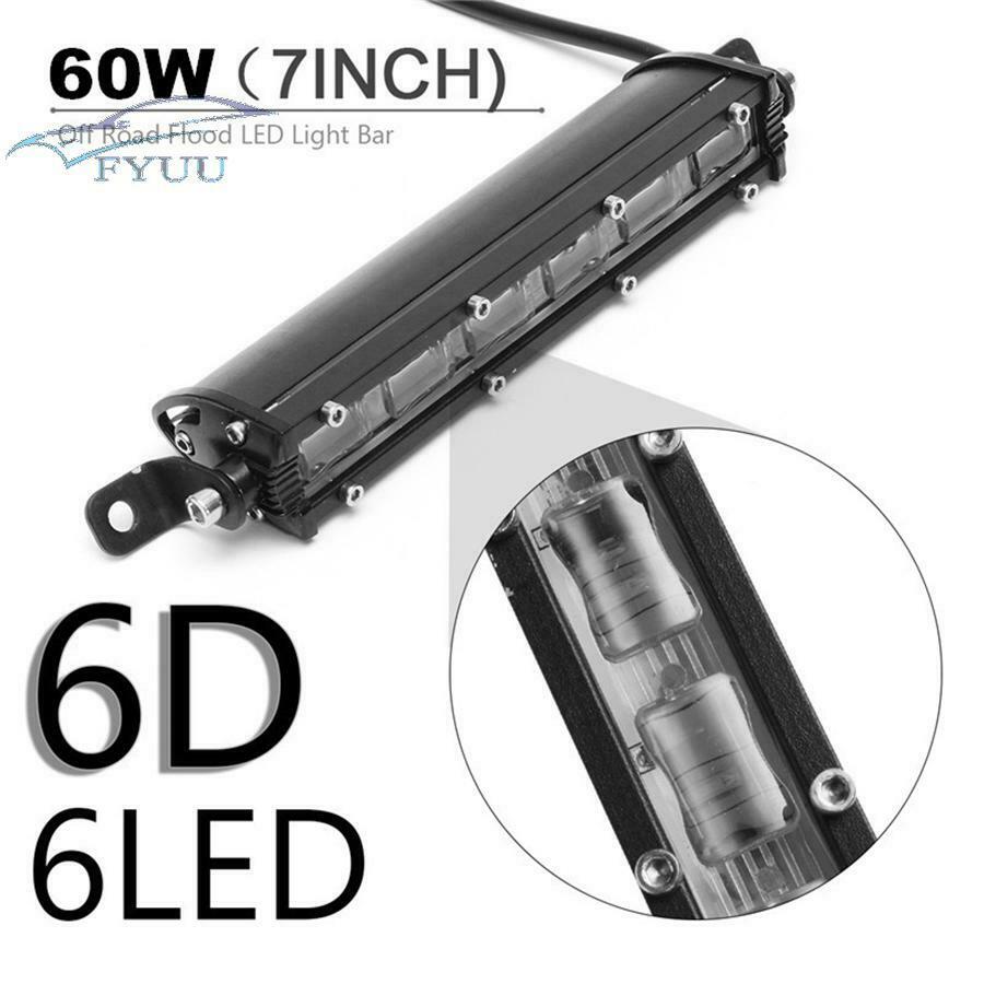 8''60W Single Row Car SUV Off road 6D Aluminum Flood Beam LED Work Light Bar