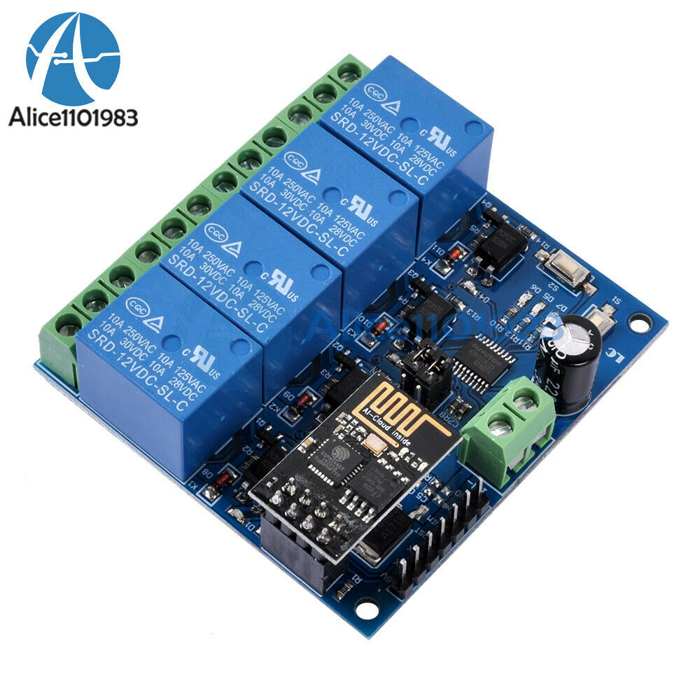 ESP8266 ESP-01 DC 12V 4 Channel WiFi Relay Module For IOT Phone APP Controller
