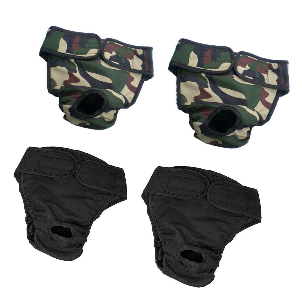 4 Pieces Pet Dog Safe Physical Pant Female Dog Sanitary Nappy Diaper, Black and