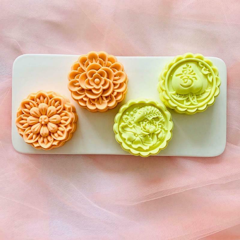 4PCS StampS Moon Cake Maker 125g Moon Cake Mould Thickness Adjustable DIY