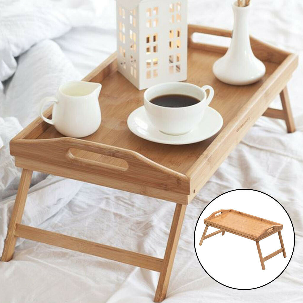 Portable Breakfast Tray with Handles Bed Desk Couples Eating Laptop Table