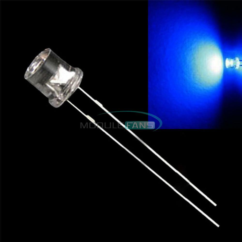 500PCS 5MM 2Pin Flat Top Blue LED Wide Angle Flat Head Light Lamp MF