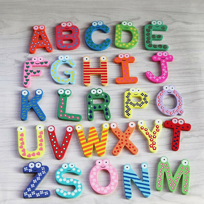 26 Letters Kids Wooden Alphabet Fridge Magnet Child Educational T.l8