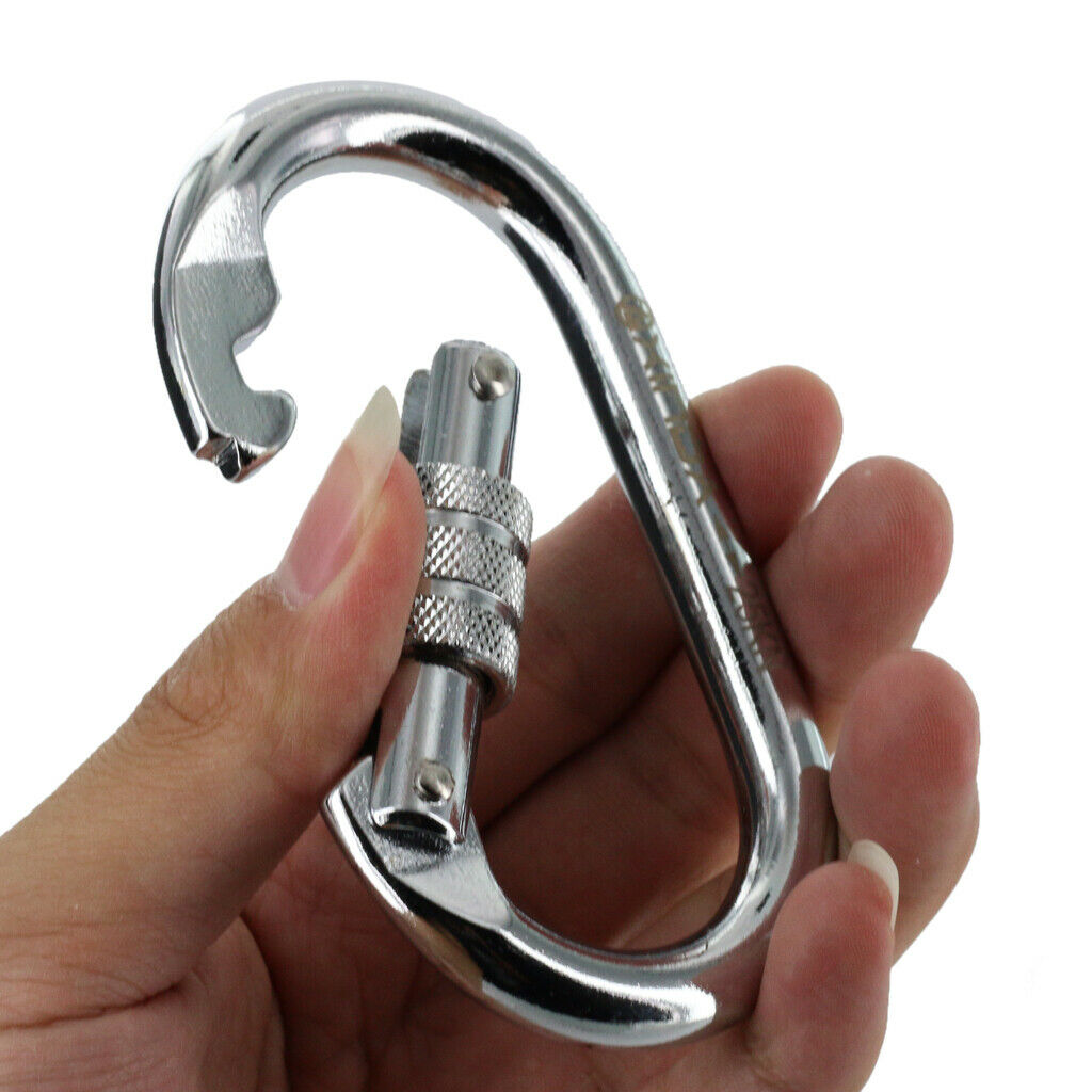 25KN Screw Locking Snap Carabiner + Rock Climbing Fixed Side Rope Pulley