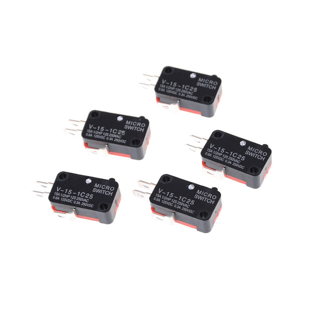 5Pcs V-15-1C25 KW9-0 Micro Limit Switch 15A 125/250V Sqi WF
