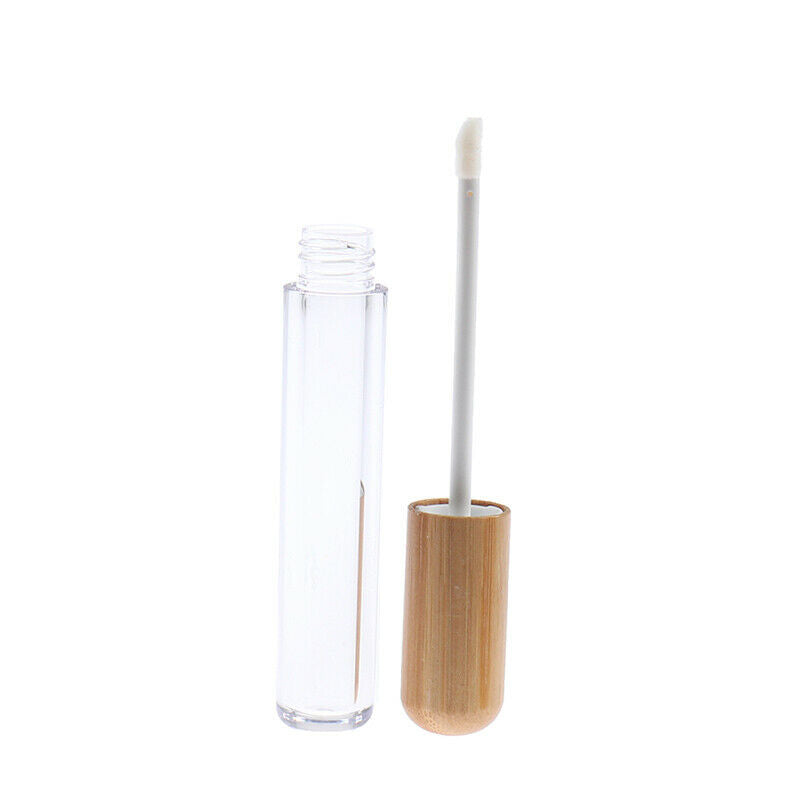 1Pcs 6ml Empty Plastic Lip Gloss Tube Bamboo Cap Cylindrical Packaging ContainI7