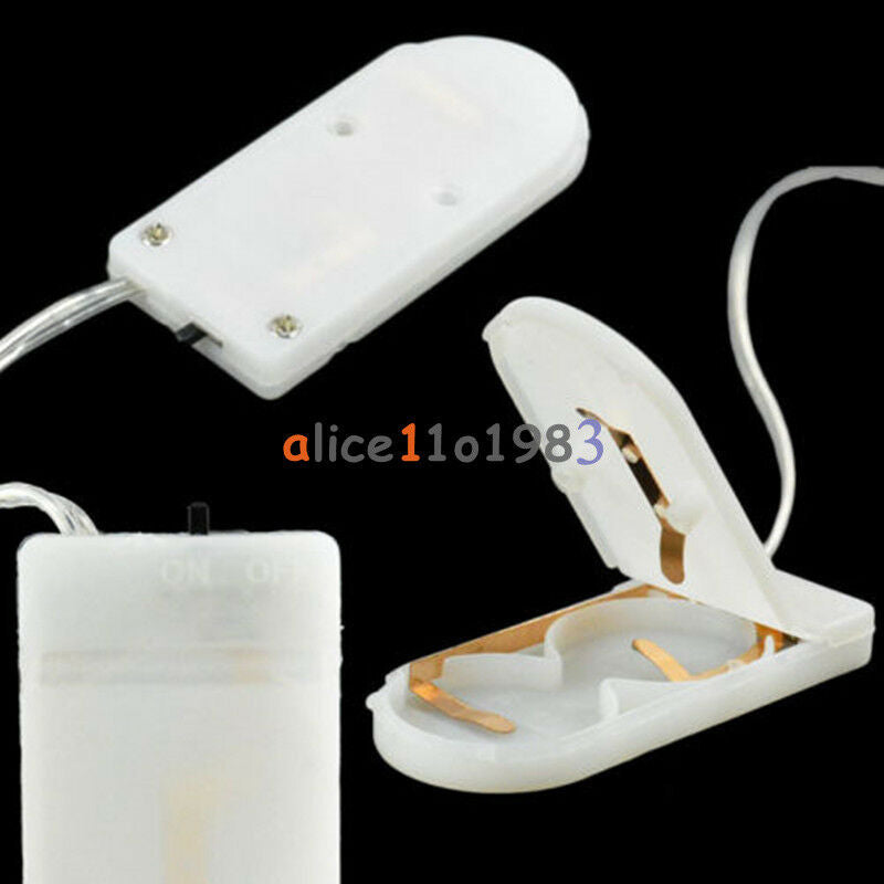 2PCS R2032 X 2 Button Coin Cell Battery Holder Case Box W/ On-Off Switch Lead
