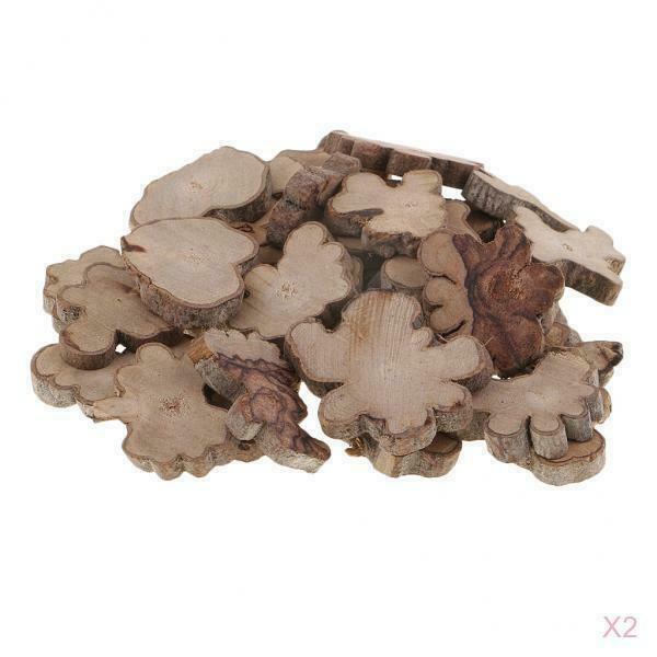 60pcs Irregular Wood Slices w/ Tree Bark Log Rustic for DIY Craft Decoration