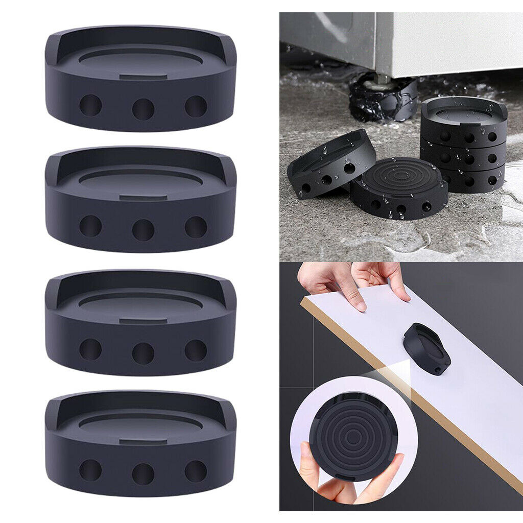 4Pieces Black Anti Vibration Pads Prevent Shaking Non Slip Grip Feet Pad for
