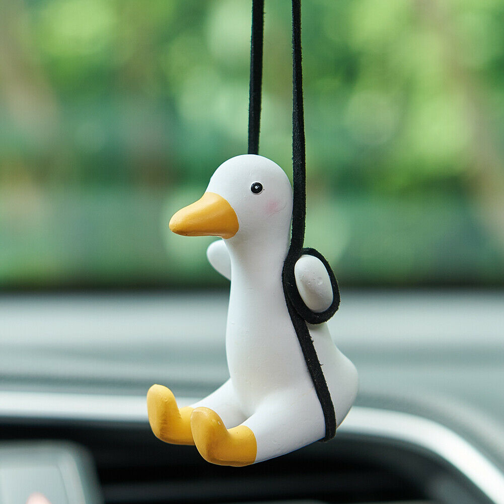 1x Cute Swing Duck Car Hanging Ornament Interior Rearview Mirrors Charms Pendant