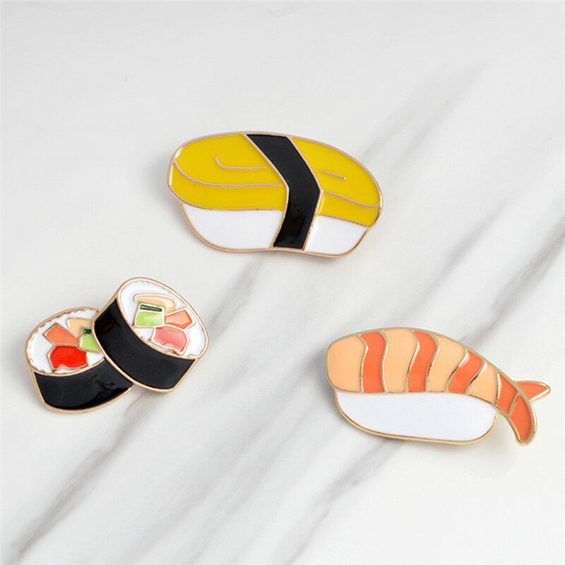 3x/Set Enamel Japanese Food Sushi Brooch Pins Shirt Collar Badges Pin Jewe.l8