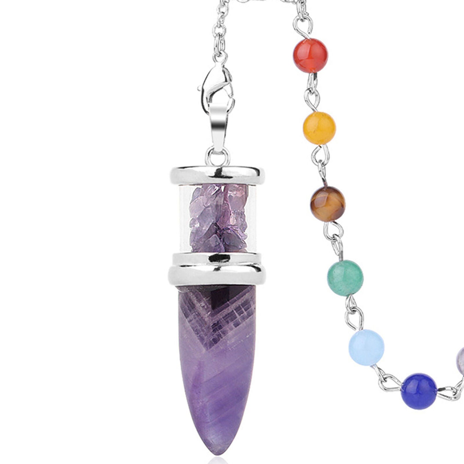 Rock Quaretz Amethyst Chakra Pendulum Pendant Energy Power Reiki Healing Amulet