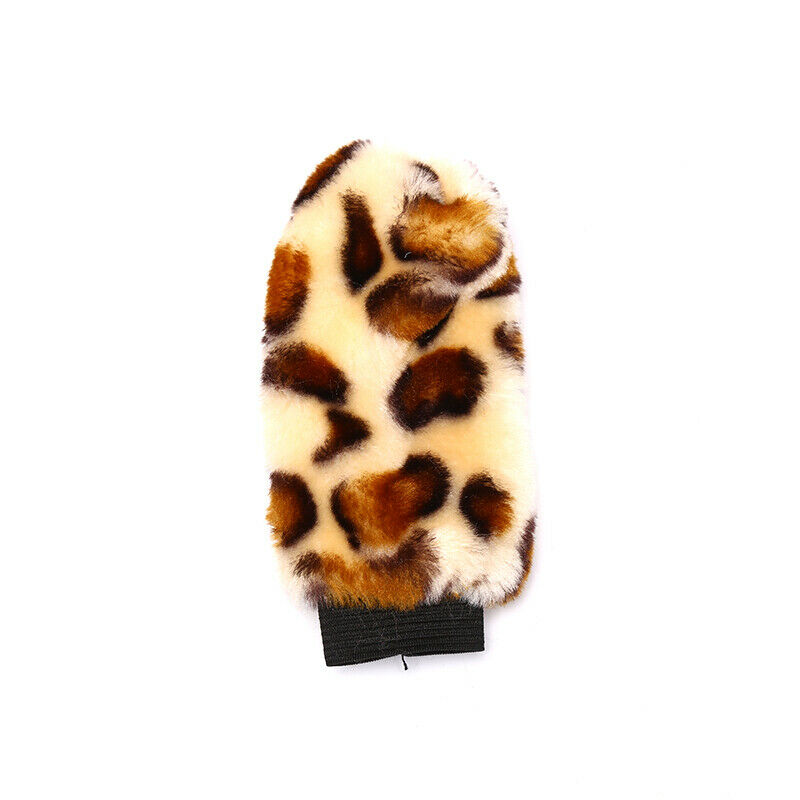 3Pcs /Set Beige Leopard Fluff Plush Steering Wheel Cover Winter Car ZTA GzF SJ