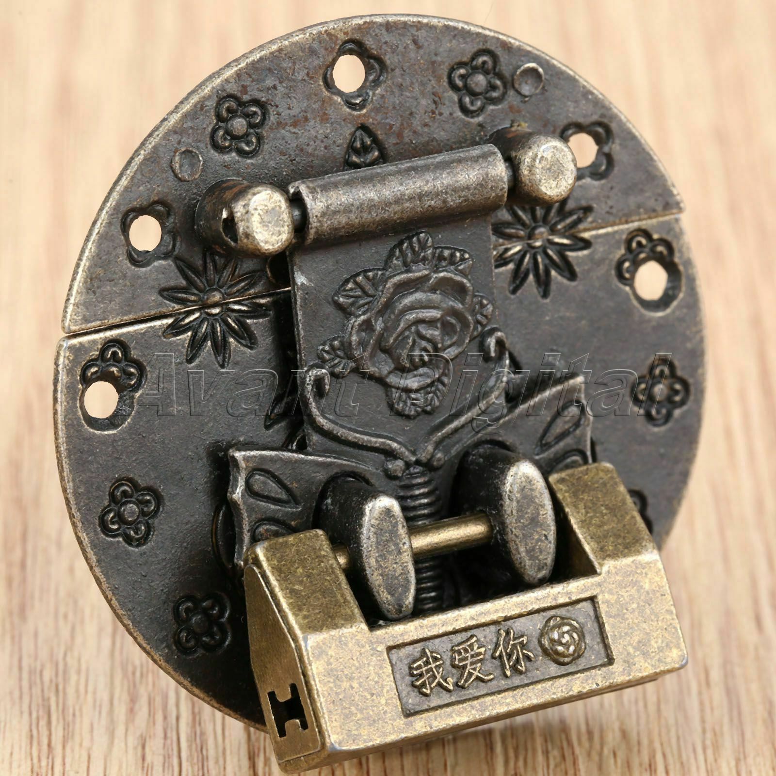 1Set Padlock Chinese Jewelry Box Lock Retro Carved Butterfly Suitcase Latch Hasp