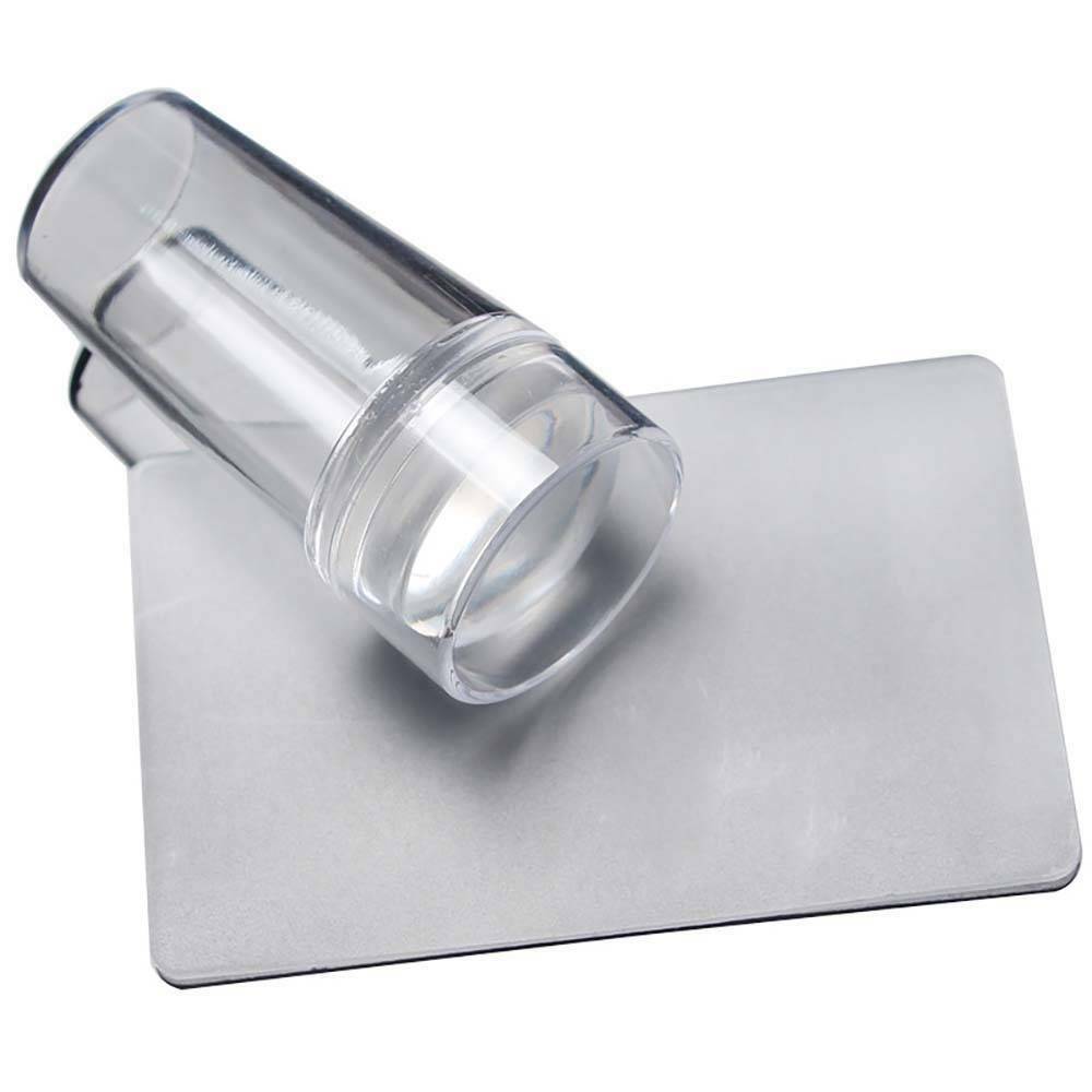 Clear Silicone Nail Art Stamping Jelly Silicone & Scraper Decors Plate Manicure!