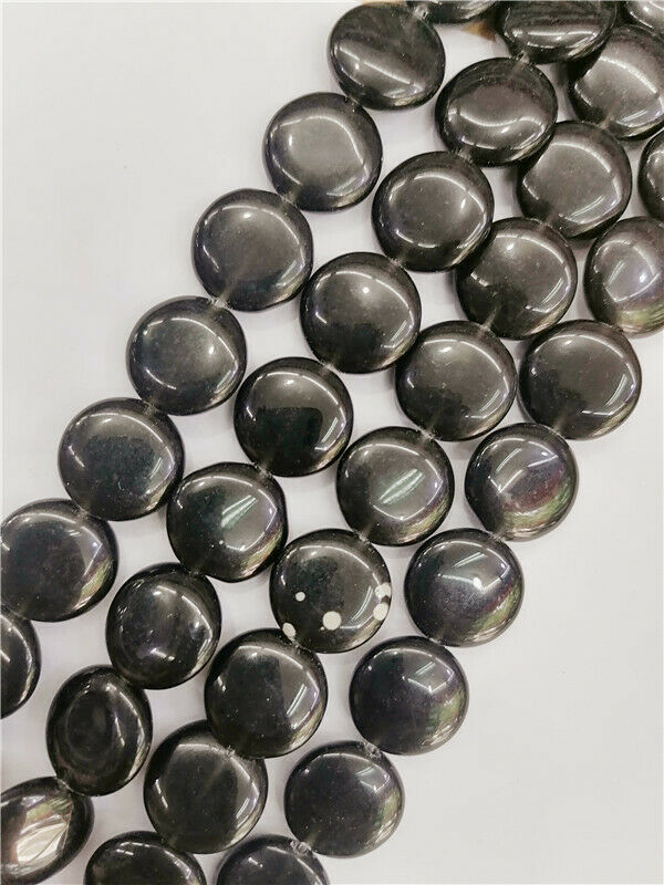 1 Strand 16x5mm Black Obsidian Round Spacer Loose Beads DIY 15.5inch HH8796