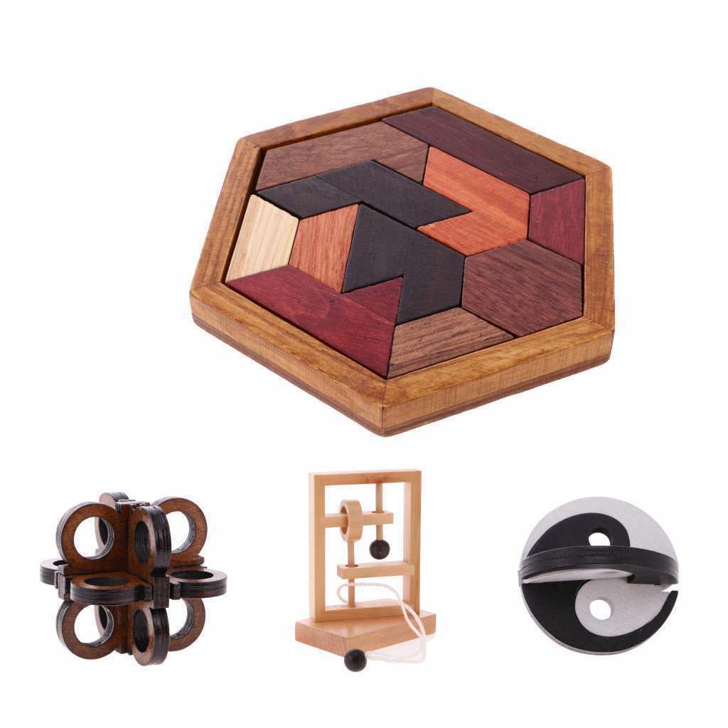 4 Set  Ming Lock Brain Teaser Geometric Puzzle Game Intelligence Child
