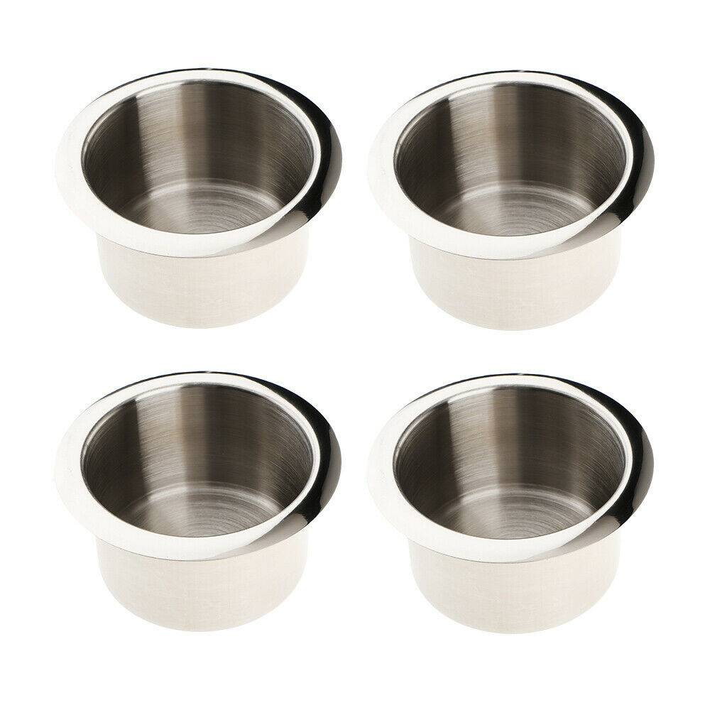 4 Pieces Stainless Steel Cups Drink Holder for Marine Car Truck Camper RV Boat