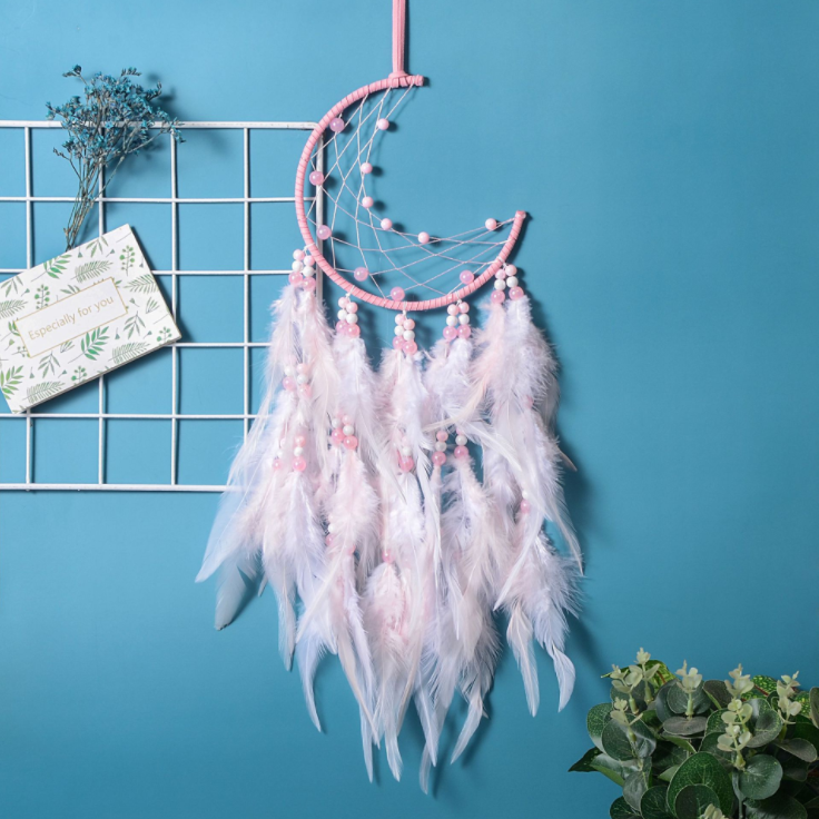 Handmade Dream Catcher  Feather Room Hanging Ornaments Girl Gifts Decorate Pink