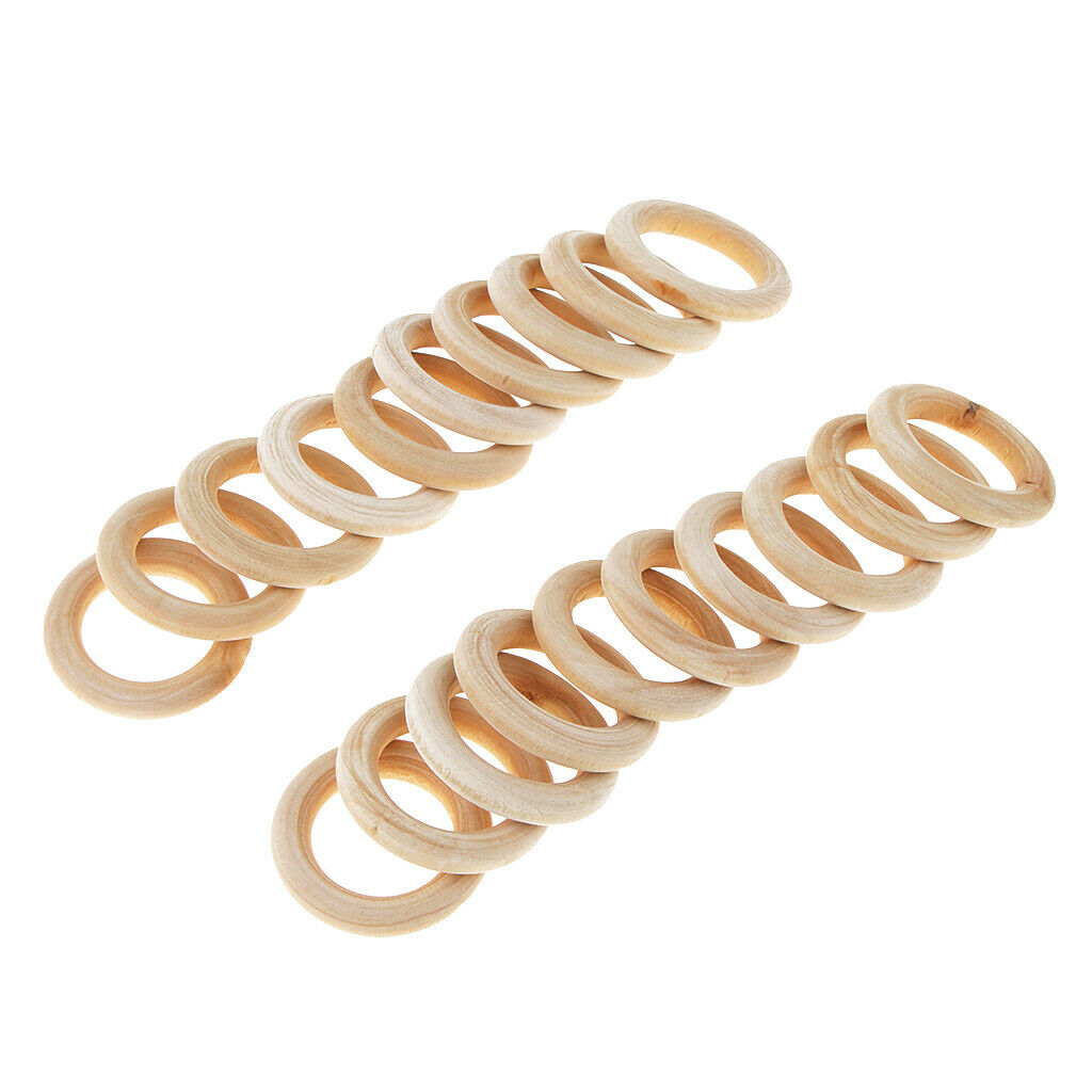 20x Wooden Linking Ring Natural Blank Wood Loop Craft Pendant Connector DIY 30mm