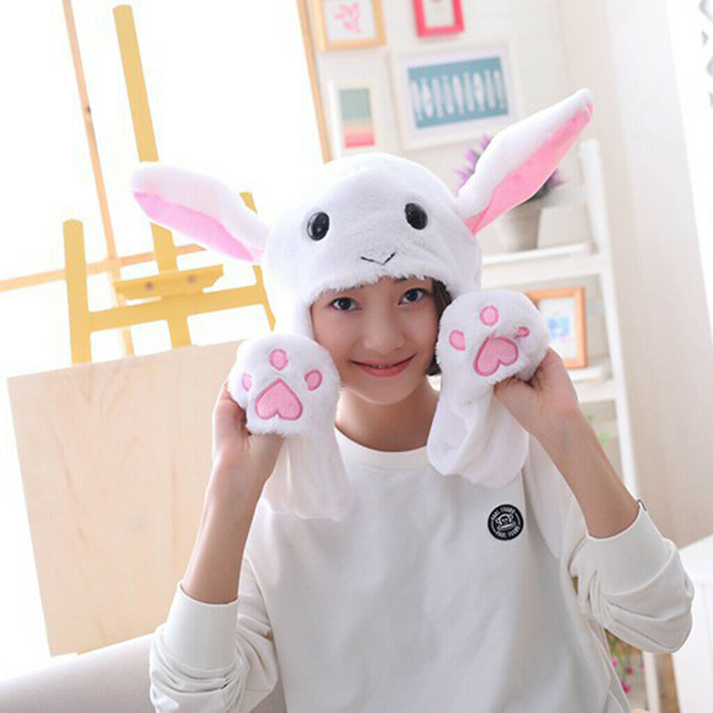 Women Girls Warm Rabbit Ear in Motion Jumping Hat in Hat
