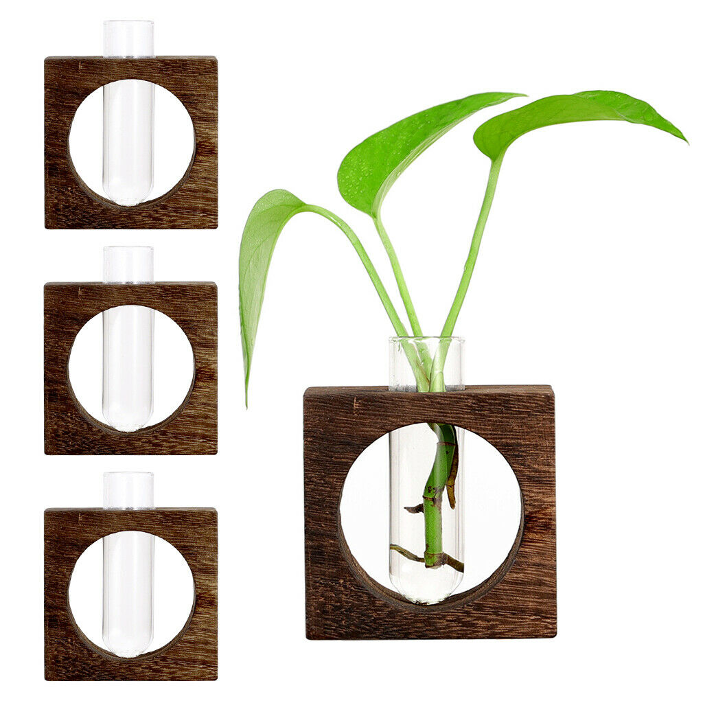 3pcs Tabletop Test Tube Glass Vase Hydroponic Plants Planter Flowerpot