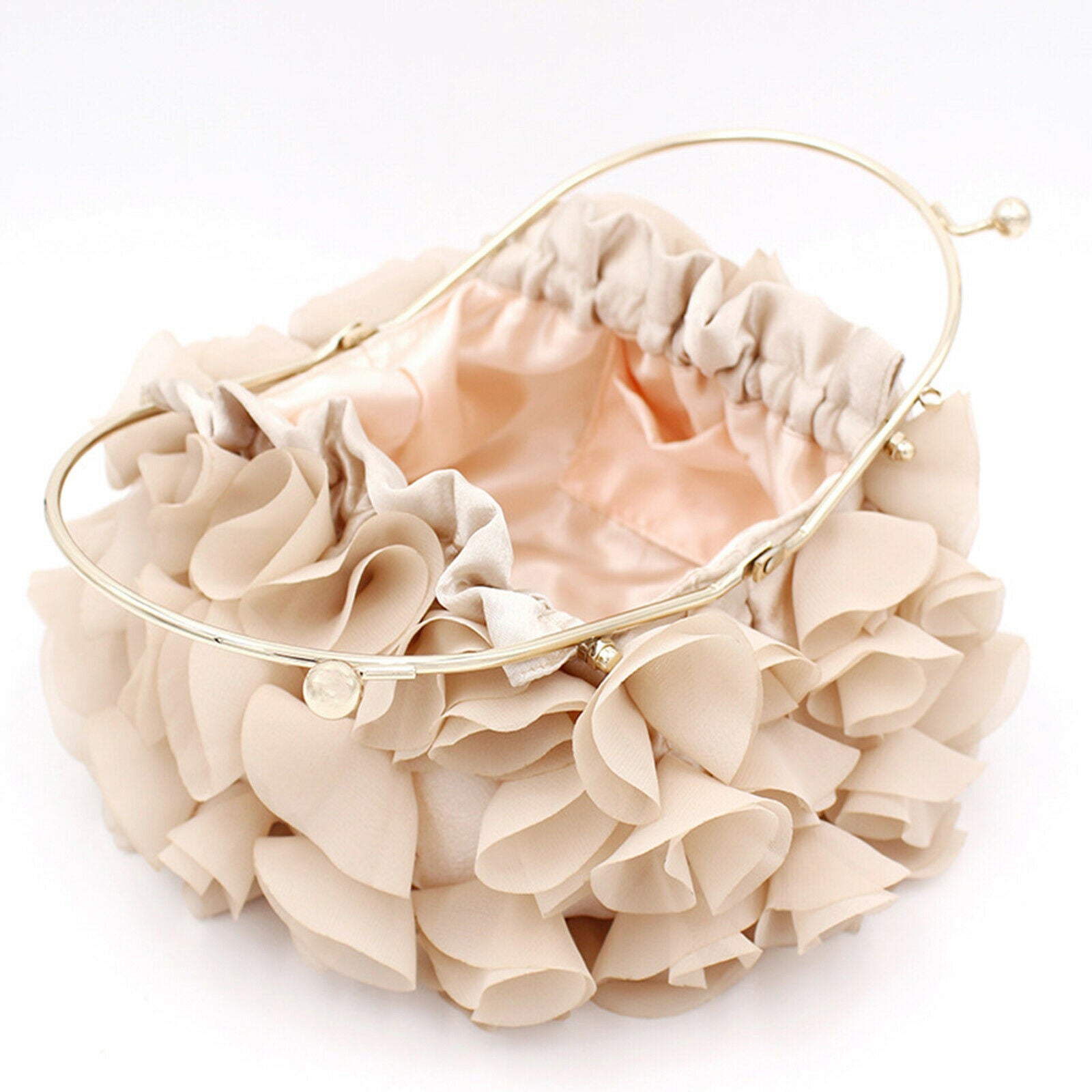 Satin Floral Clutch Purse Formal Wedding Cocktail Top-Handle Evening Bag