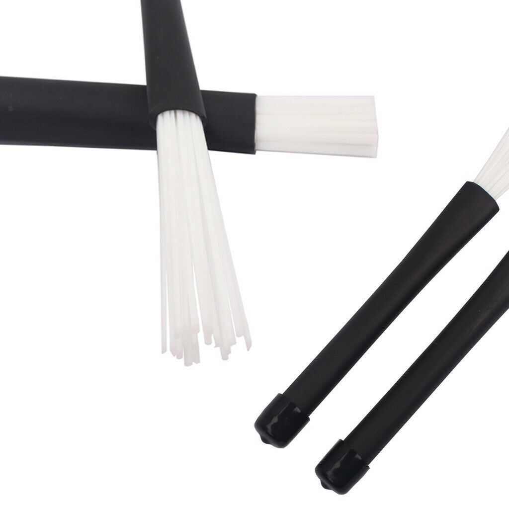 1 Pair White Nylon Drum Brush 32 cm Retractable Telescopic Handle