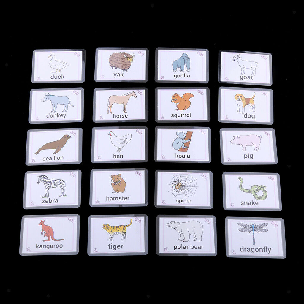 80 Pieces Animal Cognitive Flash Cards Kids Educational Sight Word Flashcard